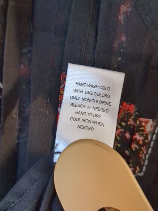 Sheer Black Partial Button Blouse / Tunic with colors of red / yellow /cream / - Picture 11 of 16